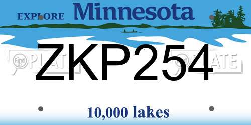 ZKP254 Minnesota License Plate