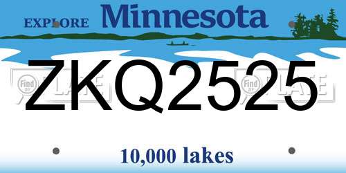 ZKQ2525 Minnesota License Plate