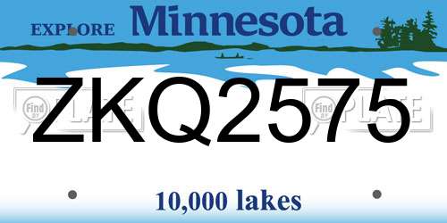 ZKQ2575 Minnesota License Plate