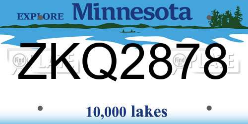 ZKQ2878 Minnesota License Plate