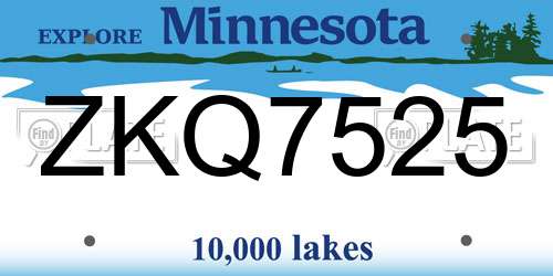 ZKQ7525 Minnesota License Plate
