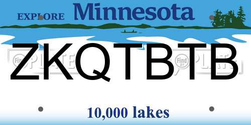 ZKQTBTB Minnesota License Plate