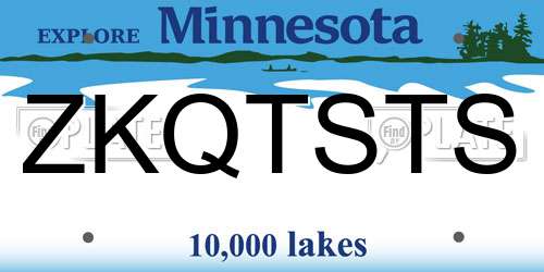 ZKQTSTS Minnesota License Plate