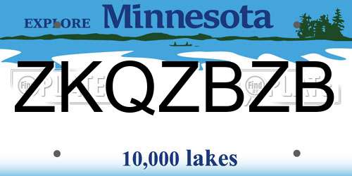 ZKQZBZB Minnesota License Plate