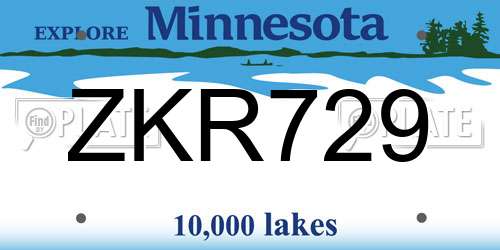 ZKR729 Minnesota License Plate