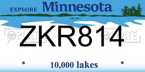 ZKR814 Minnesota License Plate