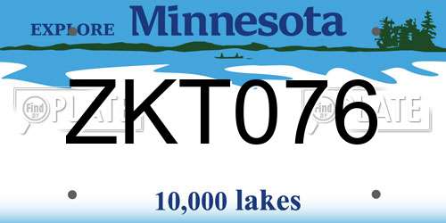 ZKT076 Minnesota License Plate