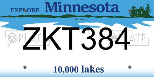 ZKT384 Minnesota License Plate