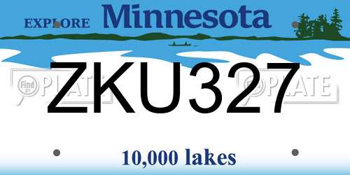 ZKU327 Minnesota License Plate