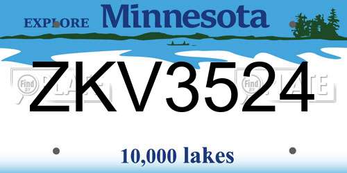 ZKV3524 Minnesota License Plate