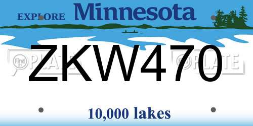 ZKW470 Minnesota License Plate
