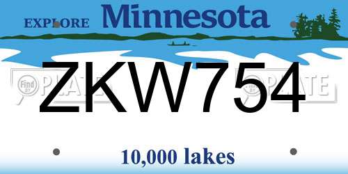 ZKW754 Minnesota License Plate