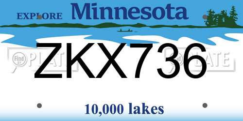 ZKX736 Minnesota License Plate