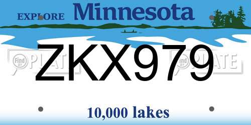 ZKX979 Minnesota License Plate