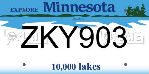 ZKY903 Minnesota License Plate