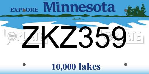 ZKZ359 Minnesota License Plate