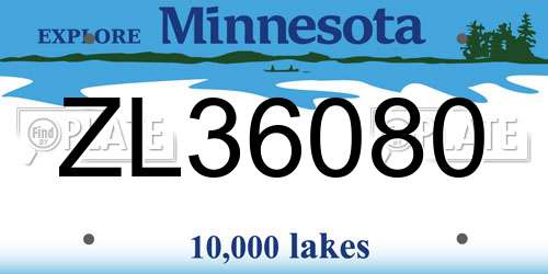 ZL36080 Minnesota License Plate