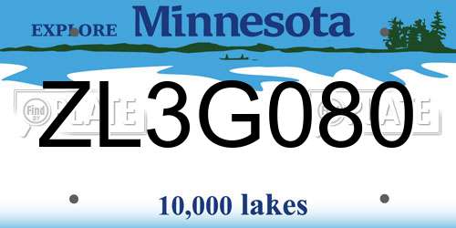 ZL3G080 Minnesota License Plate