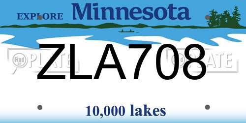 ZLA708 Minnesota License Plate