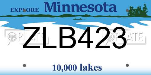 ZLB423 Minnesota License Plate