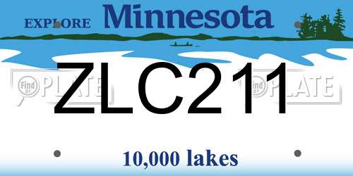 ZLC211 Minnesota License Plate