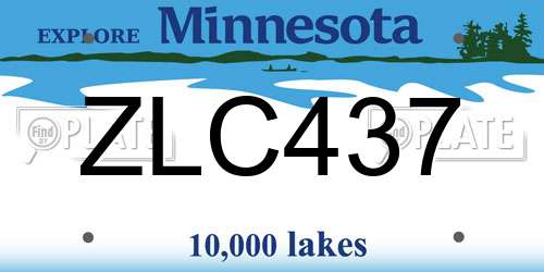 ZLC437 Minnesota License Plate