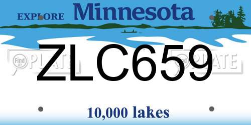 ZLC659 Minnesota License Plate