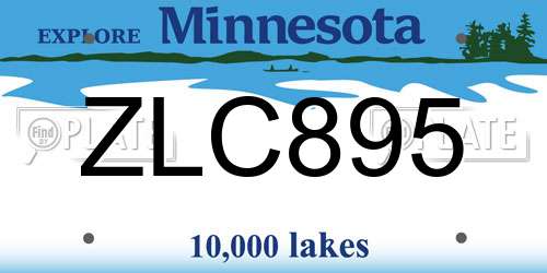ZLC895 Minnesota License Plate