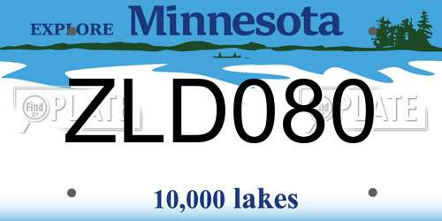 ZLD080 Minnesota License Plate