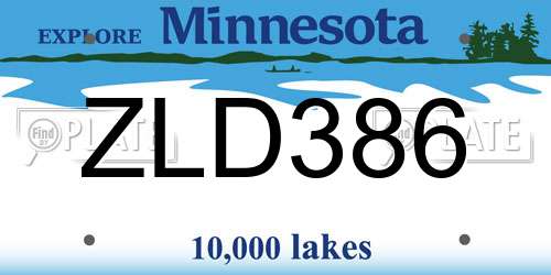 ZLD386 Minnesota License Plate