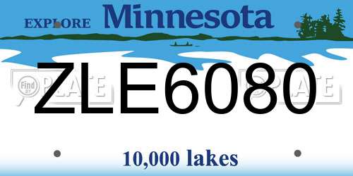 ZLE6080 Minnesota License Plate