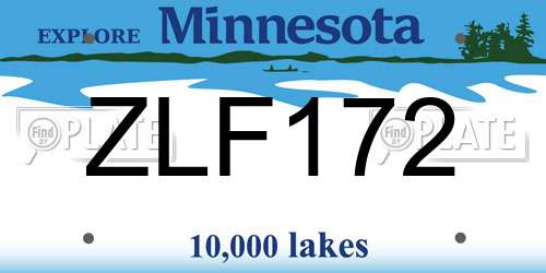 ZLF172 Minnesota License Plate