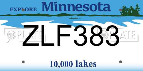 ZLF383 Minnesota License Plate