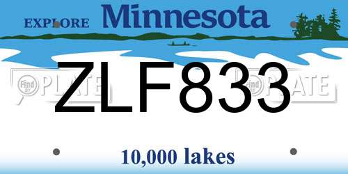 ZLF833 Minnesota License Plate