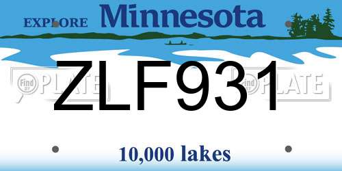 ZLF931 Minnesota License Plate