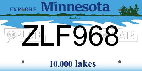 ZLF968 Minnesota License Plate