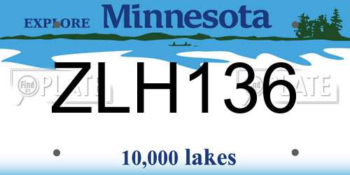 ZLH136 Minnesota License Plate