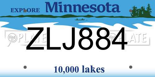 ZLJ884 Minnesota License Plate