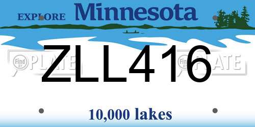 ZLL416 Minnesota License Plate