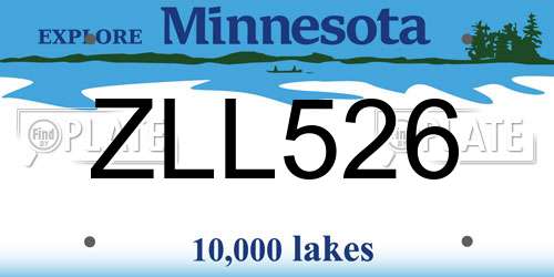 ZLL526 Minnesota License Plate