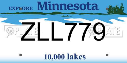 ZLL779 Minnesota License Plate