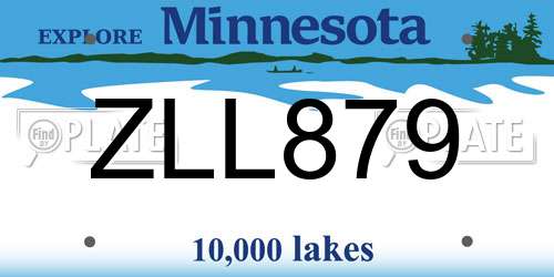 ZLL879 Minnesota License Plate