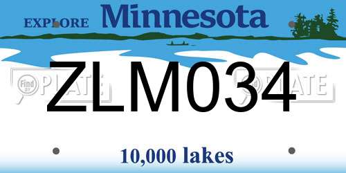 ZLM034 Minnesota License Plate