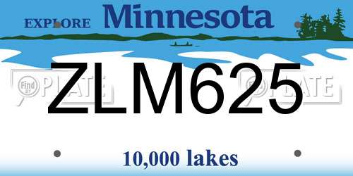 ZLM625 Minnesota License Plate