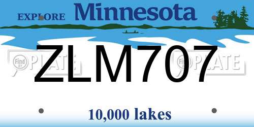 ZLM707 Minnesota License Plate