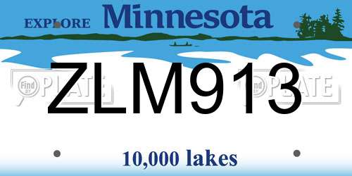 ZLM913 Minnesota License Plate