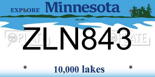 ZLN843 Minnesota License Plate