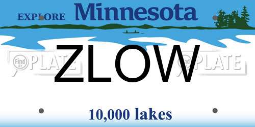 ZLOW Minnesota License Plate