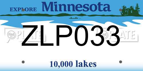 ZLP033 Minnesota License Plate