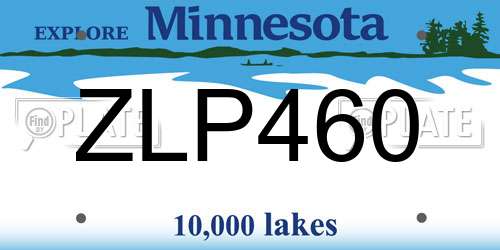 ZLP460 Minnesota License Plate